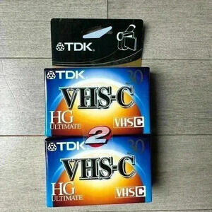 2 TDK 30 MINUTE VHS-C HG ULTIMATE CAMCORDER CASSETTE TAPES - SEALED - NEW